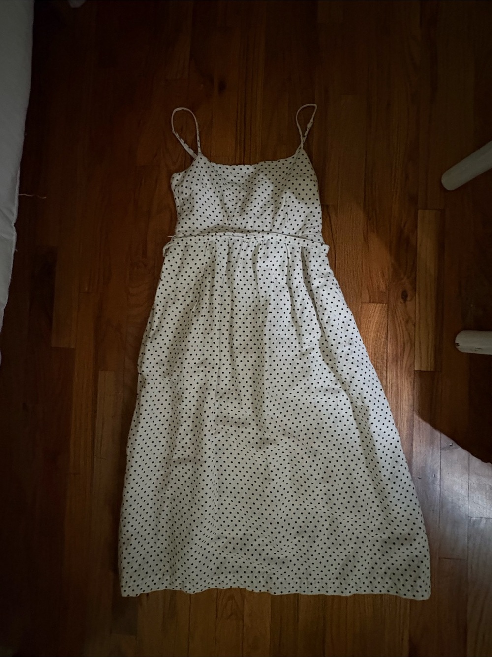 kate spade Cream and Black Polka Dot Spaghetti Strap Midi Dress